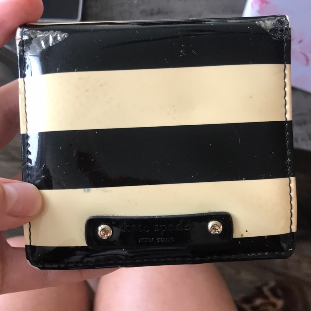 Kate spade black and white striped small wallet